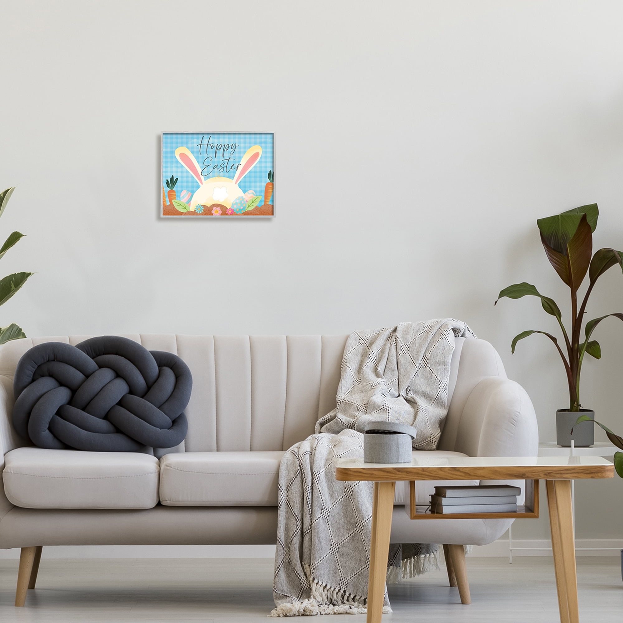 Stupell Happy Easter Spring Carrot Garden Holiday Painting Gray Framed Art Print Wall Art