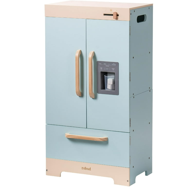Robud Pretend Maker Play Kitchen for Toddlers, Wooden Fridge with