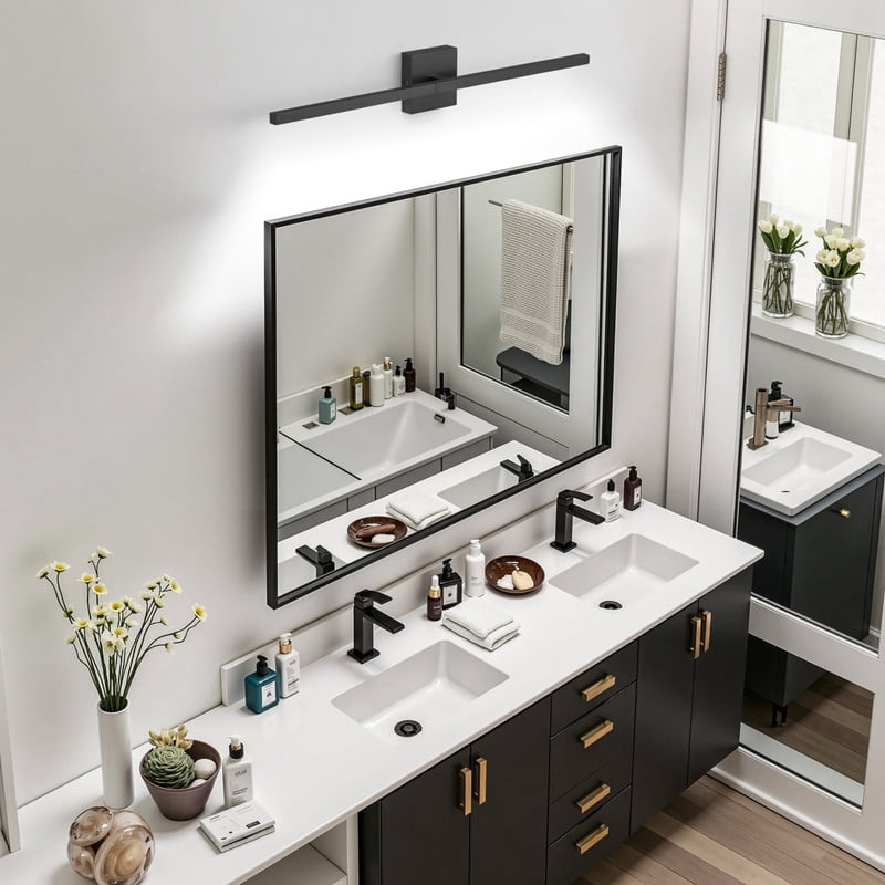 Deyidn 31.5 Inch Black LED Wall Sconce, 24W Dimmable Vanity Light with 5 Color Temperatures for Bathroom Mirror, Bedroom & Hallway