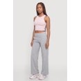 thumbnail image 2 of Women's Ruched Fold Over High Waisted Wide Leg Pull On Pants, 2 of 4