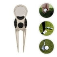 thumbnail image 3 of NICEXMAS 4Pcs Golfs Divot Tool Zinc Alloy Fork Shape for Outdoor Sports Golf Course with Ball Marker Holder 9.4x2.8cm, 3 of 8