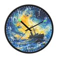 thumbnail image 2 of Voice Activated Clock with Glow Light 12 Inch Large Silent Wall Clock Battery Operated for Home Decor Starry Sky Watercolor Painting, 2 of 8