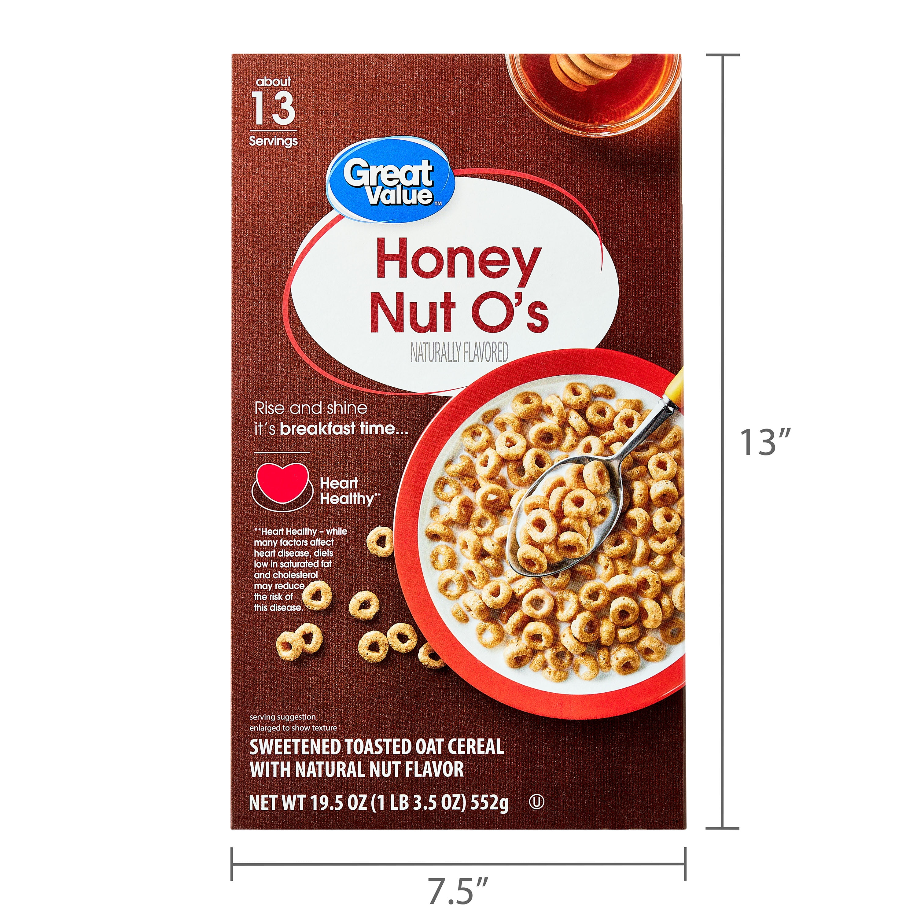Great Value Honey Nut O's Oat Breakfast Cereal, 19.5 oz