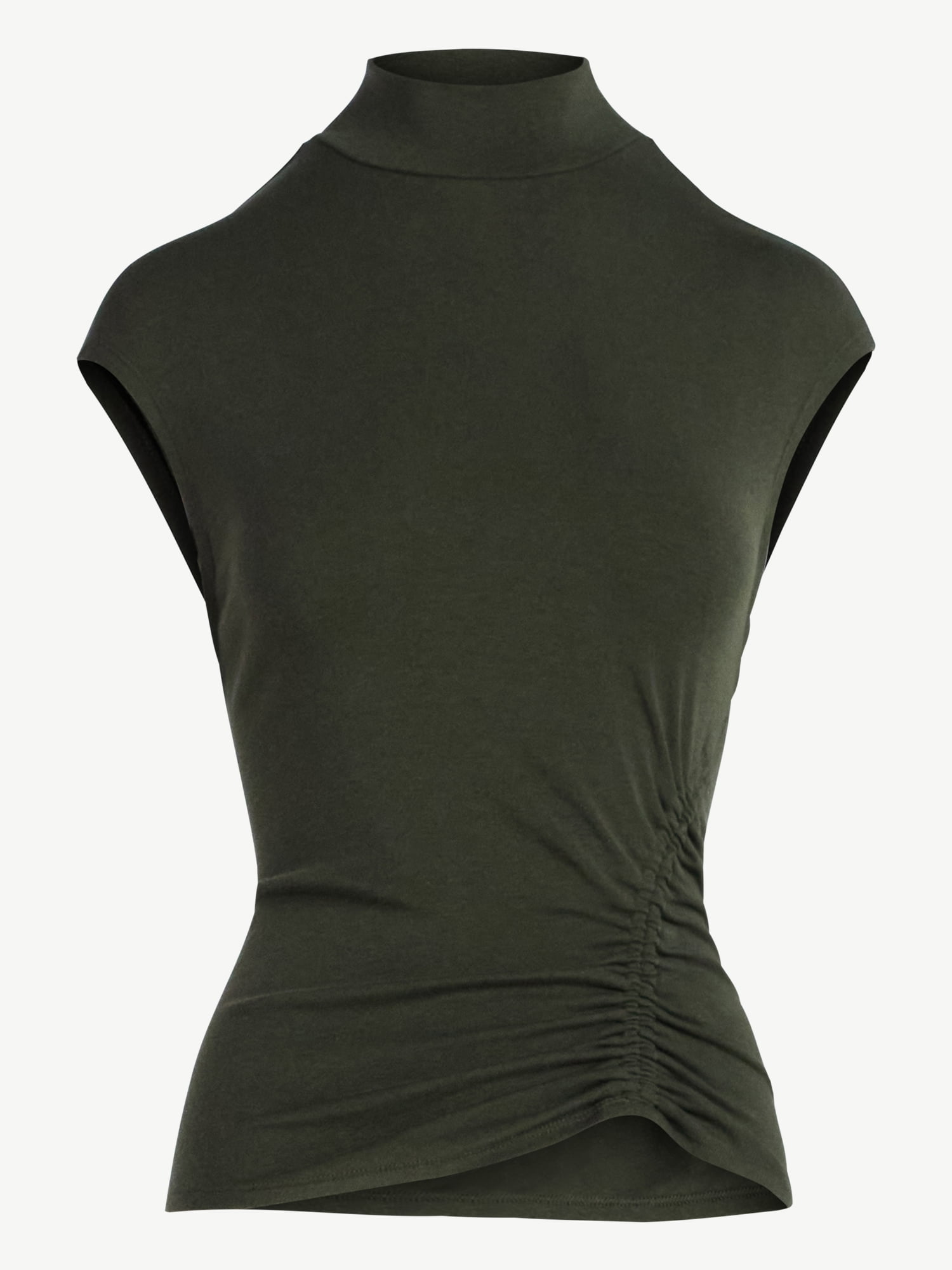 Scoop Women’s Ruched Mock Neck Top, Sizes XS-XXL