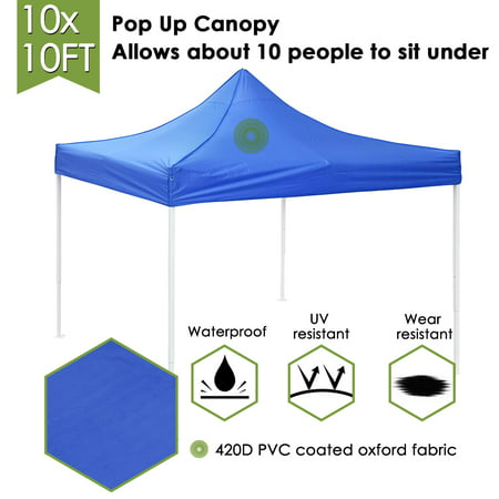 Yescom 10x10' EZ Pop Up Canopy Tent 420D Waterproof Instant Shelter Outdoor Party w/ Carry Bag,