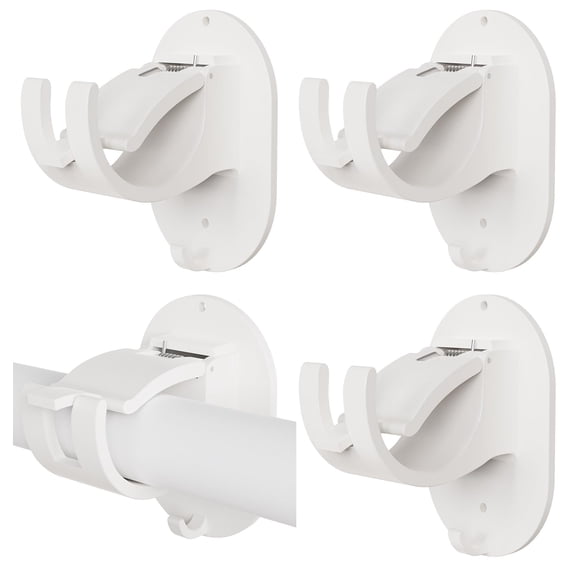 4PCS No Drill Curtain Rod Brackets, Self Adhesive Curtain Rod Holders, Curtain Rod Holders No Drilling