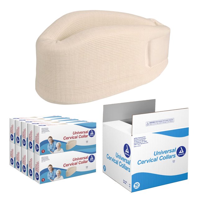 Dynarex Universal Cervical Collars, Contoured Serpentine Design with Washable Cover, Soft Cervical Collar for Comfortable Recovery, 3” x 22”, White, 1 Case of 10 Collars
