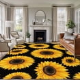 thumbnail image 2 of Yellow Sunflowers Large Area Rugs 8x10 ft Black Background Abstract Vintage Floral Washable Rug Non Slip Indoor Carpet Absorbent Floor Mat for Living Room Bedroom Dining Room, 2 of 9