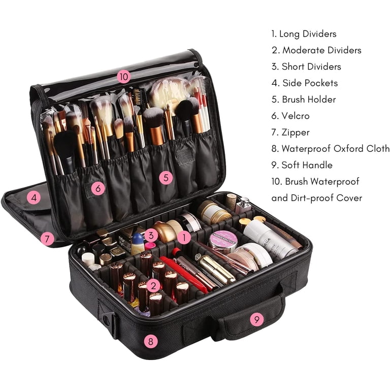 double-sided cosmetic toiletry and jewelry bag travel organizer Double Makeup Case – Personalized Case, Black complemented by an ultra Amazon.com: DIMJ Cosmetic Bag, Travel