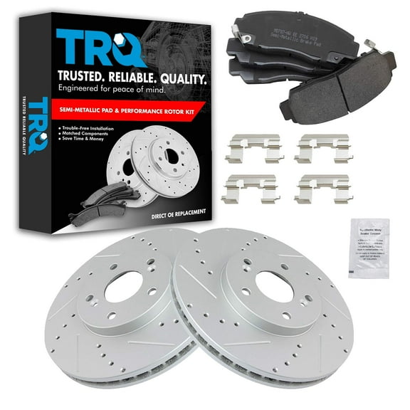 TRQ Front Performance Brake Pad & Rotor Kit Brake Pads Brake Rotors Set Semi-Metallic Premium G-Coated Fits Select 2001-2003 Acura CL 1999-2008 TL 2004-2010 TSX 2003-2010 Honda Accord