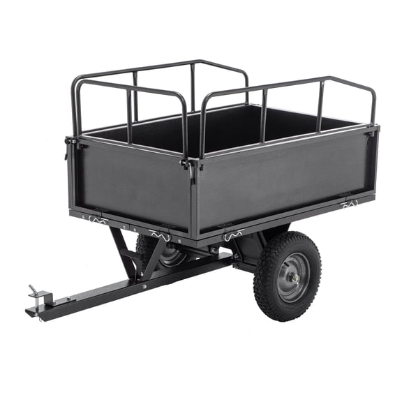 Thanaddo 600 lbs Steel Dump Cart Trailer, 17 cu ft Tow-Behind Hauling Wagon with 15x4 in Pneumatic Tires for ATV, Lawn Tractor, Garden, Yard Work - Black