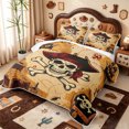 thumbnail image 3 of meiyoeat Vintage Pirate Skull Quilt Full,Treasure Chest Print Full Bedspread Sets For Boys,Brown Black,3-Piece,1 Coverlet and 2 Pillowcases, 3 of 7