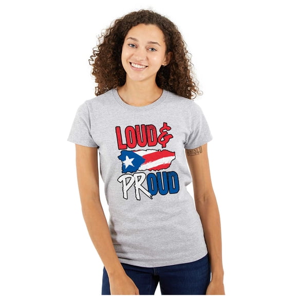 Puerto Rico Nuyorican Proud Borinquen Womens Slim Fit Graphic Tee Brisco Brands S
