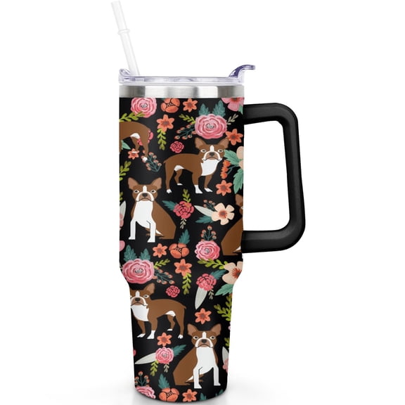 Travel Must Have 40oz Dog Tumbler with Double Insulation, Spill Proof Lid, Handle and Straw – Perfect Coffee Cup Gift