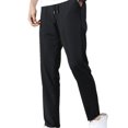 thumbnail image 1 of ML Slim Drawstring Trousers Ice Cool Black Mid Rise Long Pants  Straight Ninth Pants for Summer, 1 of 6