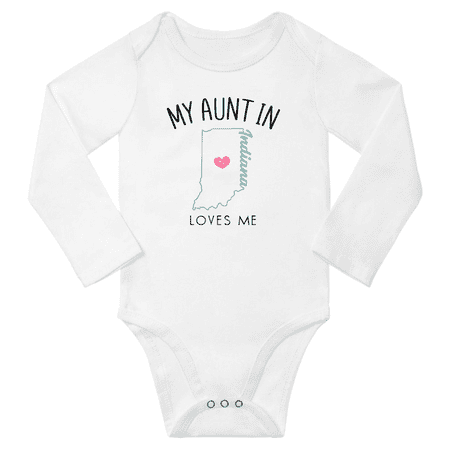 

My Aunt In Indiana Loves Me Baby Long Short Sleeve Romper Bodysuits 3-6 Months