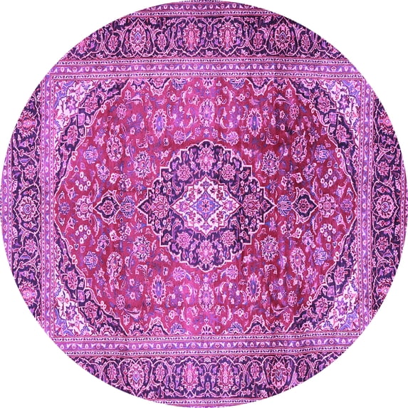 Ahgly Company Indoor Round Medallion Purple Traditional Area Rugs, 8' Round