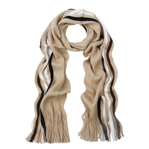 Classic Premium Unisex Striped Winter Knit Fringe Scarf