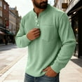 thumbnail image 5 of ZCFZJW Henley Knit Shirts for Men Big and Tall Regular Fit Casual Fall Spring Waffle Knited Quarter Button up Athletic T-Shirts Loose Lightweight Cozy Knitwear Tops with Pockets Green L, 5 of 9