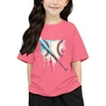 thumbnail image 1 of T-shirts Filles Imprimés Col Rond Manches Courtes T-Shirt Garçons Filles Tee Confortable Rose Enfant 12 Ans-13 Ans, 1 of 6