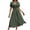#278-Green, variant on Warop Womens Boho Short Sleeve V-Neck Maxi Dress Waisted Solid Color A-Line Flowy Long Dress