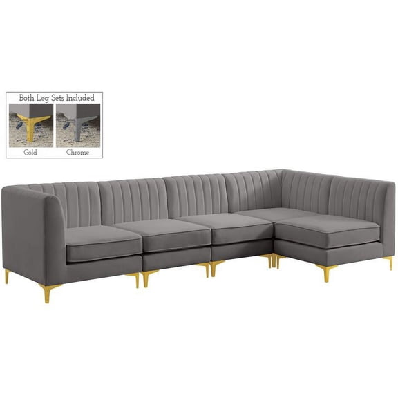 Meridian Furniture Alina Grey Velvet Modular Sectional