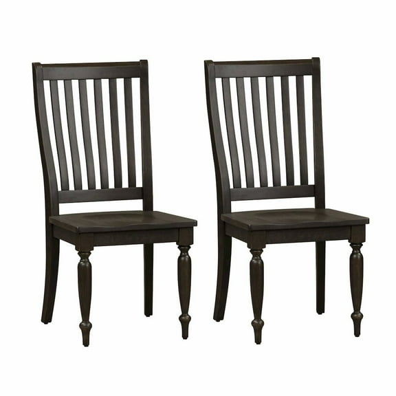 Harvest Home Black Slat Back Side Chair (RTA)-Set of 2