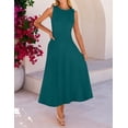 thumbnail image 2 of Merokeety Womens Summer Dresses Crew Neck A Line Midi Dress Teal xl, 2 of 7