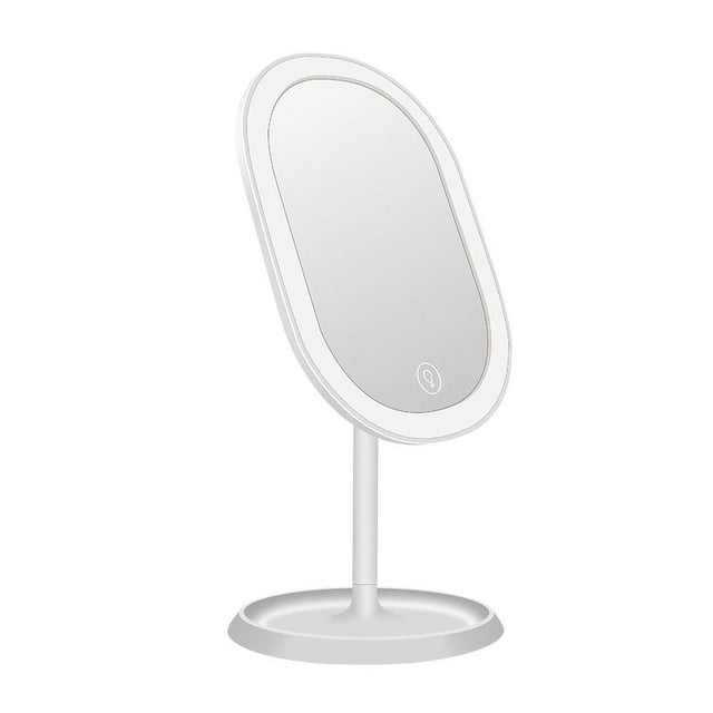 Espejo de tocador para maquillaje con luz LED, recargable, espejo cosmético iluminado inalámbrico, con 3 ajustes de luz regulables,