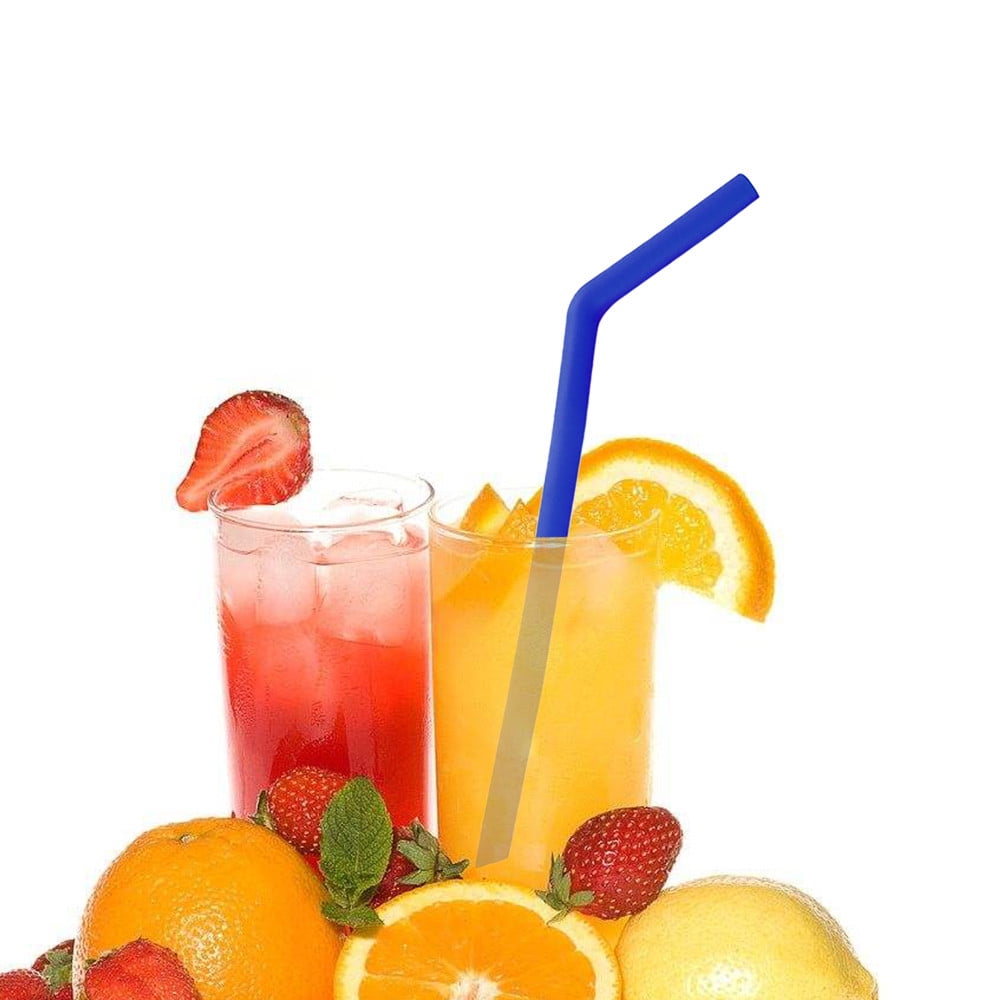 1Pack Reusable Silicone Flexible Bend Smoothie Straws