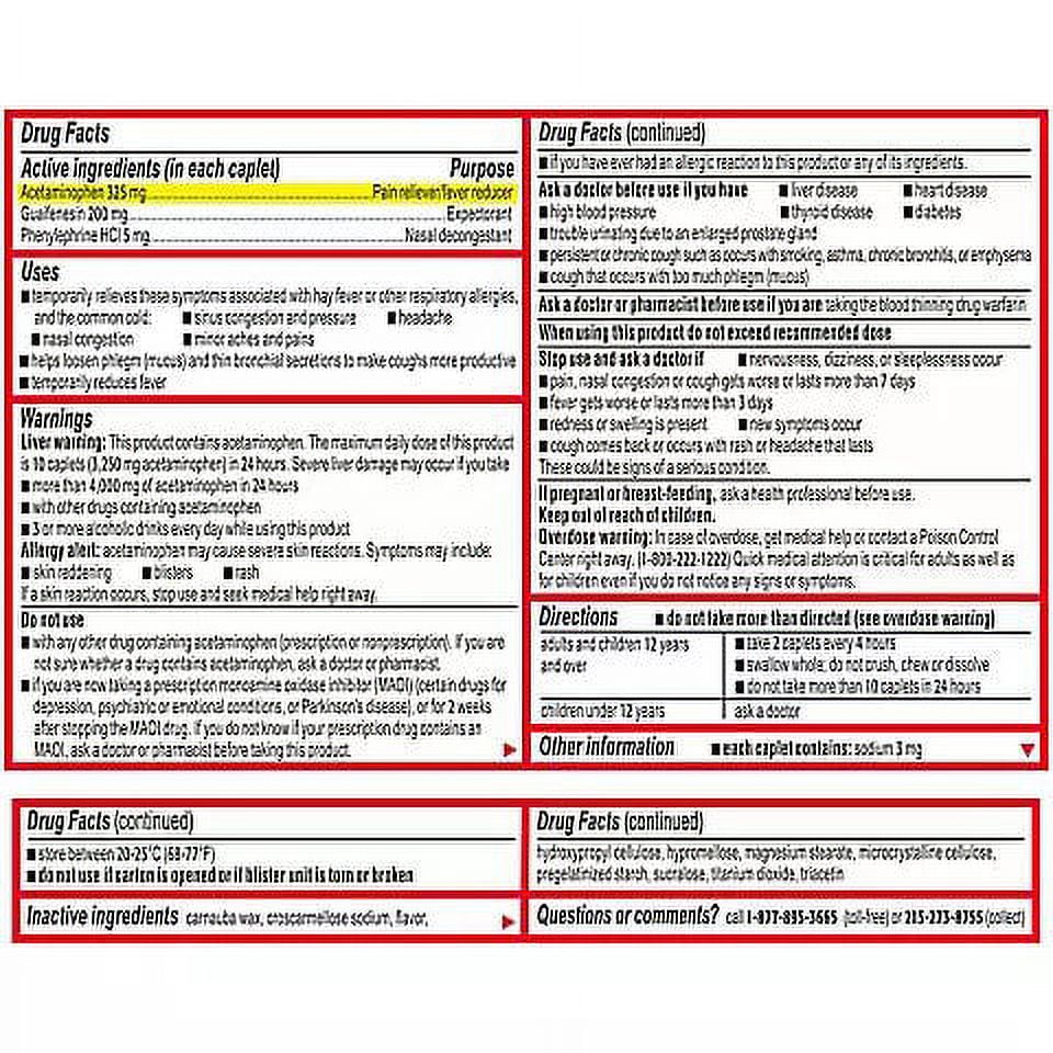 Tylenol Sinus Congestion and Pain Severe Daytime 24 Caplets - 3 Pack