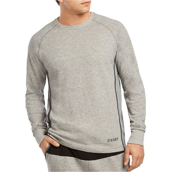 2(X)IST Mens Mesh Lounge Crewneck Sweatshirt, Grey, Medium