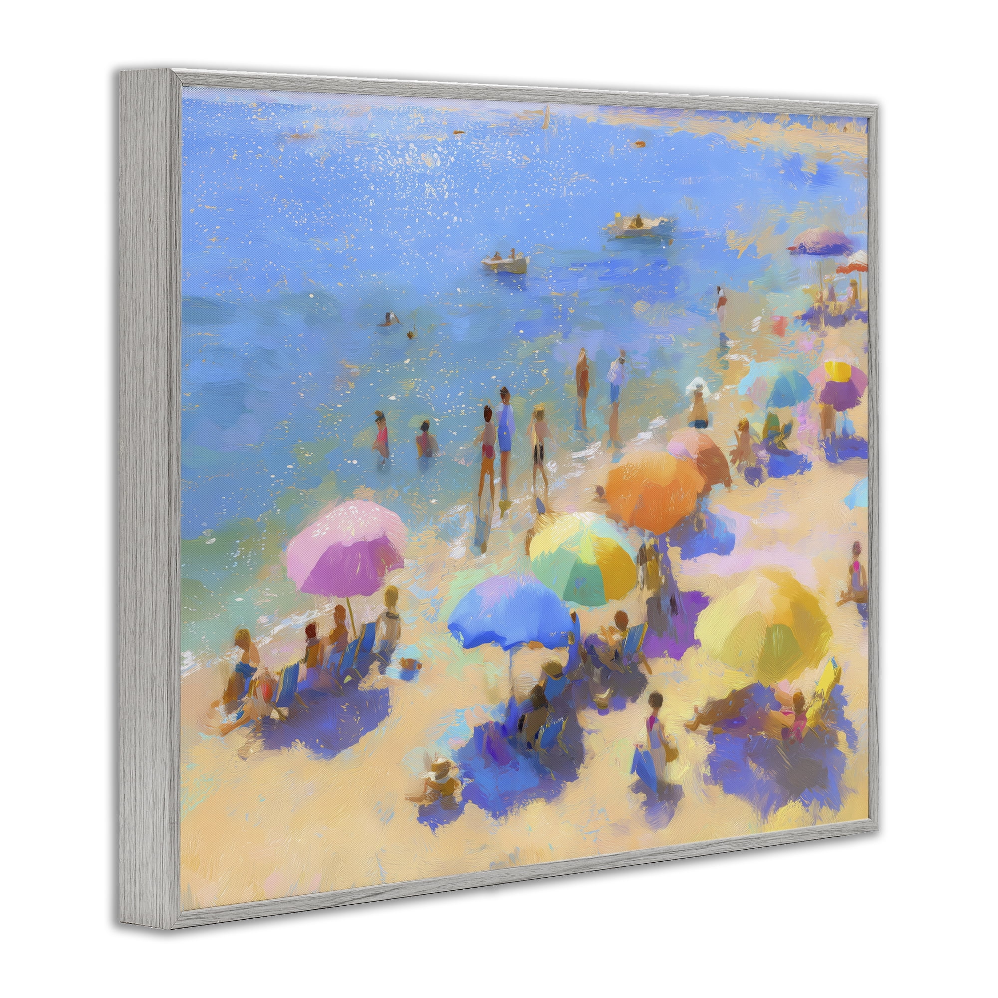 Stupell Industries Colorful Day at Beach Gray Framed Giclee Art, design by LSR Design Studio