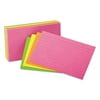 5 Unit Ruled Neon Glow Index Cards, 4 x 6, Assorted, 100/Pack