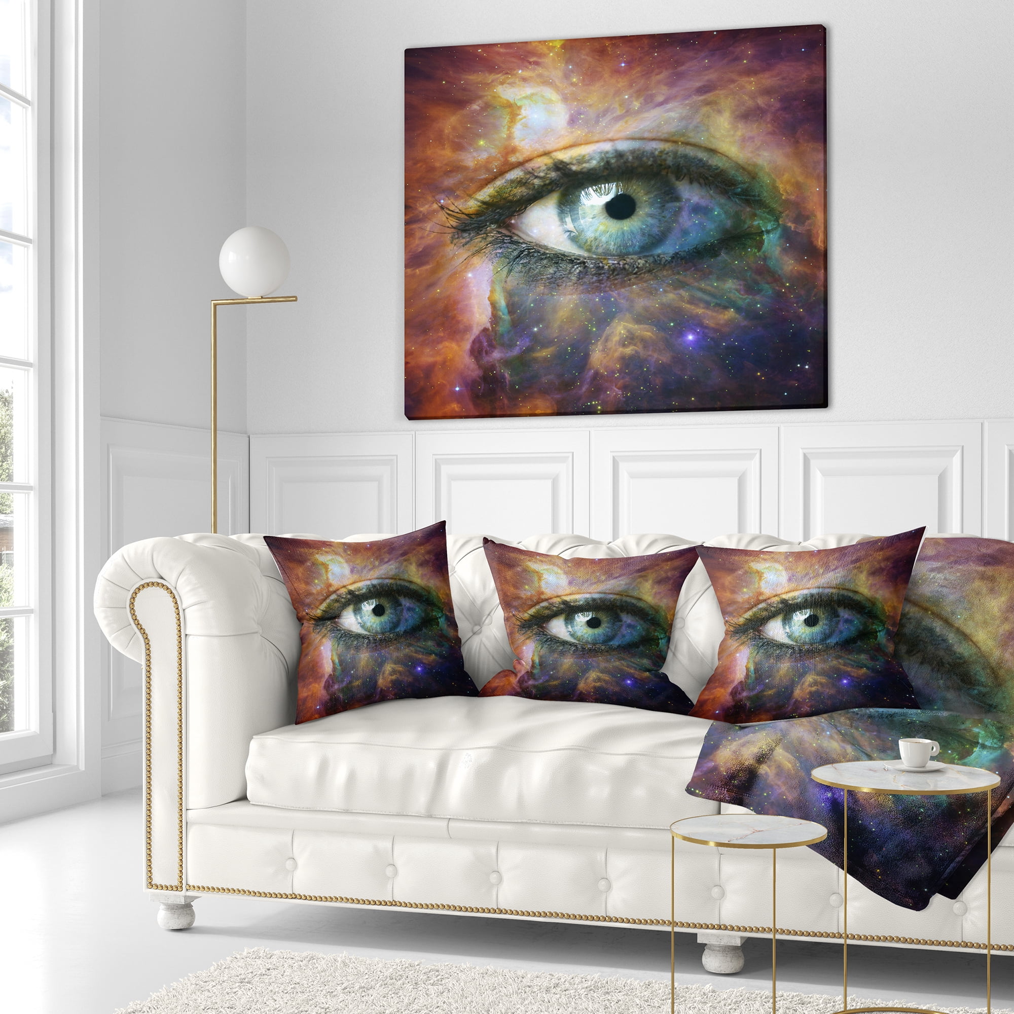 Designart Human Eye Looking in Universe - Contemporary Throw Pillow - 18x18