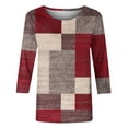 thumbnail image 3 of Fesfesfes Womens Tops Womens Fashion Printed T-shirt Mid-length 3/4 Sleeves Blouse Round Neck Casual Tops Womens Fashion 2XL(US:12), 3 of 4