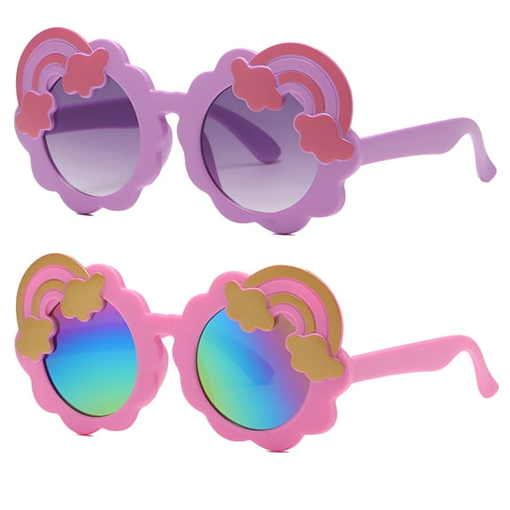 GJX 2Pcs Toddler Sunglasses,Scientifically Designed Glare Reduction Toddler Sunglasses Age 2-4,Non-Slip Temple Design Kid Sunglasses,UV400 Protection,Style1