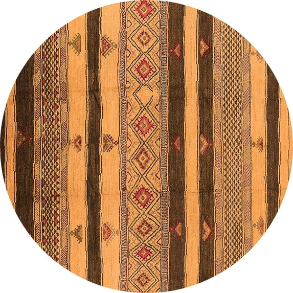 Ahgly Company Indoor Round Oriental Orange Industrial Area Rugs, 7' Round
