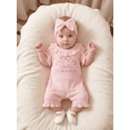 thumbnail image 6 of BemeyourBBs Preemie Baby Girl Summer Clothes Baby Girl Newborn Hospital Going Home Outfits Waffled Romper I'm New Here Letter Bow Embroidery Short Sleeve Jumpsuit and Headband Set, 6 of 9