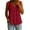 Red, variant on Women Wide Scoop Neck Gathered Waist Flare Top Full Placket Textured Woven Blouse