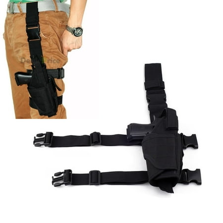Swat Tactical Drop Leg - Tactical Army Pistol Gun Drop Leg Thigh Holster Pouch Adjustable Holder, Right , Black