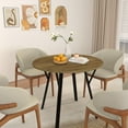 thumbnail image 6 of PAPROOS 35" Round Dining Table for 4, Kitchen Table, Dining Room Table with Thickened Wooden Tabletop and Metal Legs, Small Dining Table for kitchen, Breakfast Nook, Brown (only table), 6 of 9