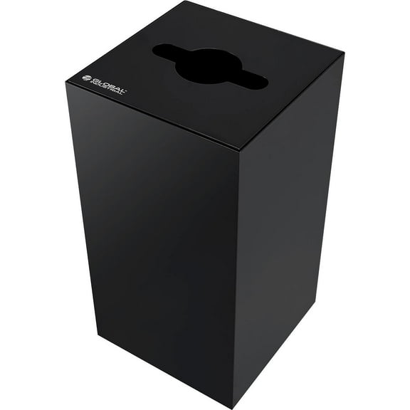 Global Industrial Square Recycling Can with Mixed Recycling Lid 28 Gallon Black