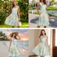 thumbnail image 5 of Jiueut Starfish Coral Pattern Matchable Couple Hawaiian Luau Shirt for Men, Women's Casual Summer Sleeveless Scoop Neck Dress, Beach Tropical Dresses, Hawaii Holiday Party Outfits Set, Size 5XL, 5 of 5
