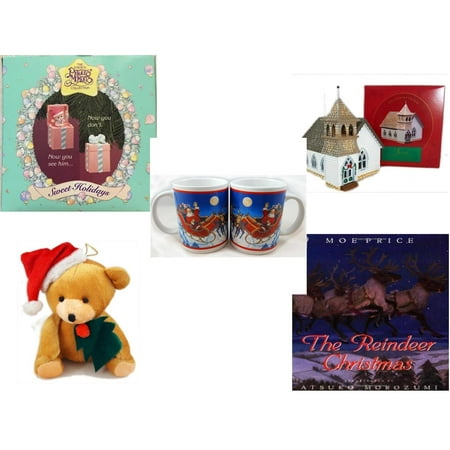 Christmas Fun Gift Bundle [5 Piece] - 1994 Precious Moments Pop up  Ornament - The Sarah Plain And Tall Collection The Country Church Hallmark 1994 - Set of 2 Santa Claus Mug 10.5 oz. - Santa