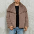 thumbnail image 4 of WRKEKC Faux Fur Jacket Men's Long Sleeve No Hood Solid Color Lapel Warm Winter Casual Outerwear Artificial Fur Coat, 4 of 8