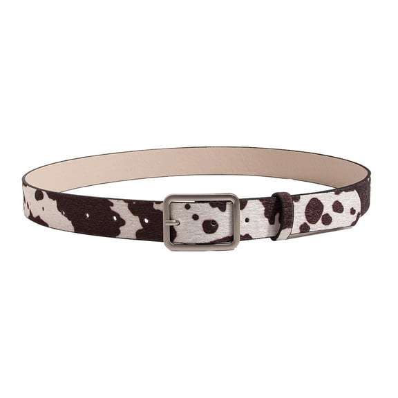 Yauxim Belt Cow Pattern Belt Jean Waistband Y2K-Style Vintage Buckle Waistband for Hip Hop Bands Player Country Girls