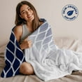 thumbnail image 5 of Flannel Fleece Throw Blanket Navy Blue Lattice White Stripe Lightweight Soft Plush Blankets,Abstract Geometric Minimalist Style Cozy Warm Throw Blanket for Couch Sofa Bed Car Office 60x80in, 5 of 9