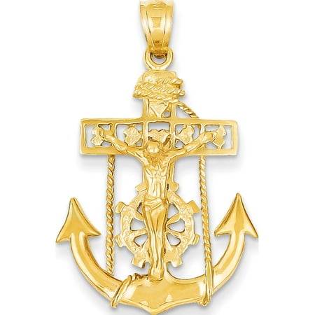 14k Gold Mariners Cross - 14k Yellow Gold Mariners Cross (22x36mm) Pendant / Charm