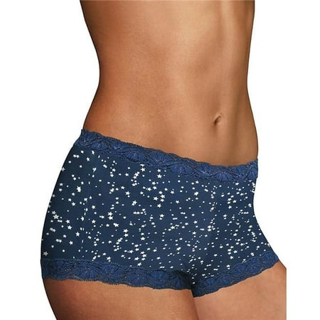 

Women s Maidenform 40760 Classics Microfiber and Lace Boyshort Panty (Shining Star Navy 7)
